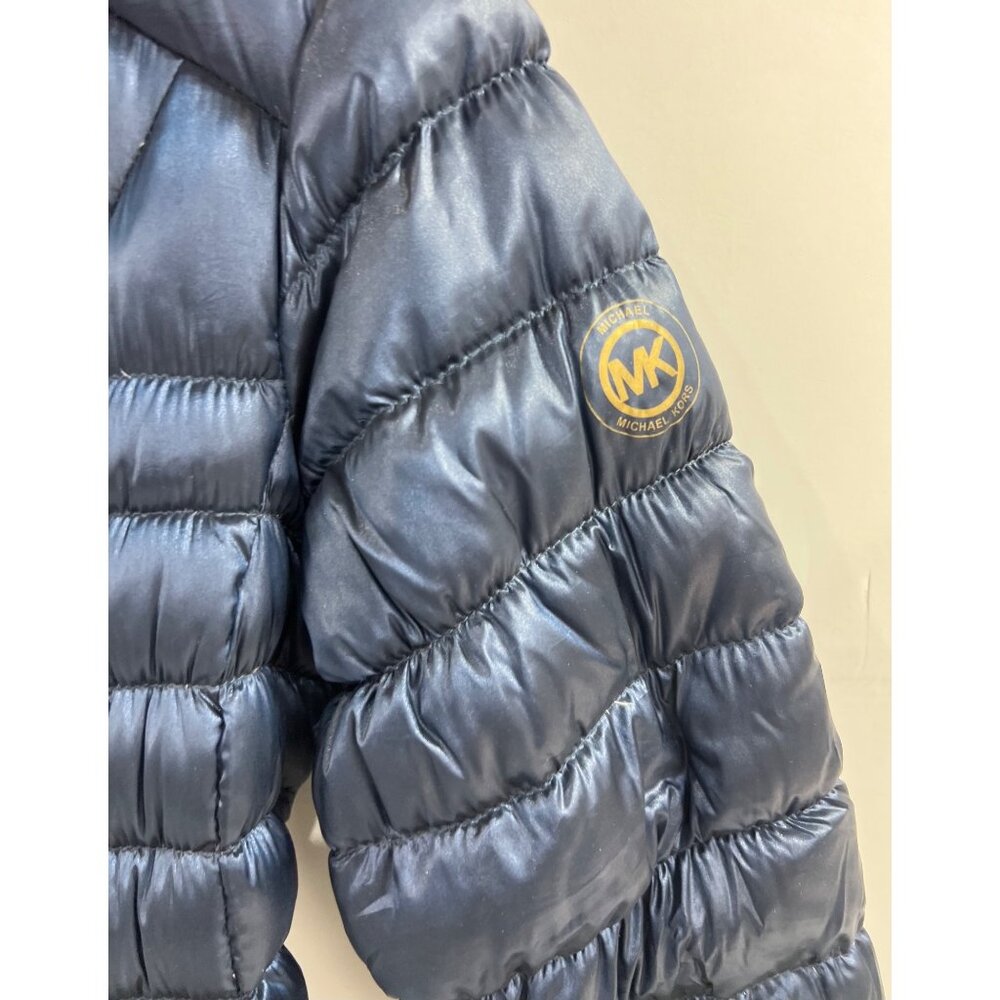 Michael Kors Women's Packable Down Puffer Jacket Navy Blue Gold Accents Sz. M - Picture 2 of 14